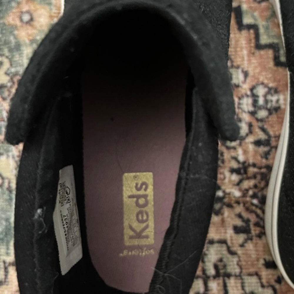 Keds Black Zip High-Top Sneakers in Black Denim and Suede in Size 7 Platform - Picture 6 of 10